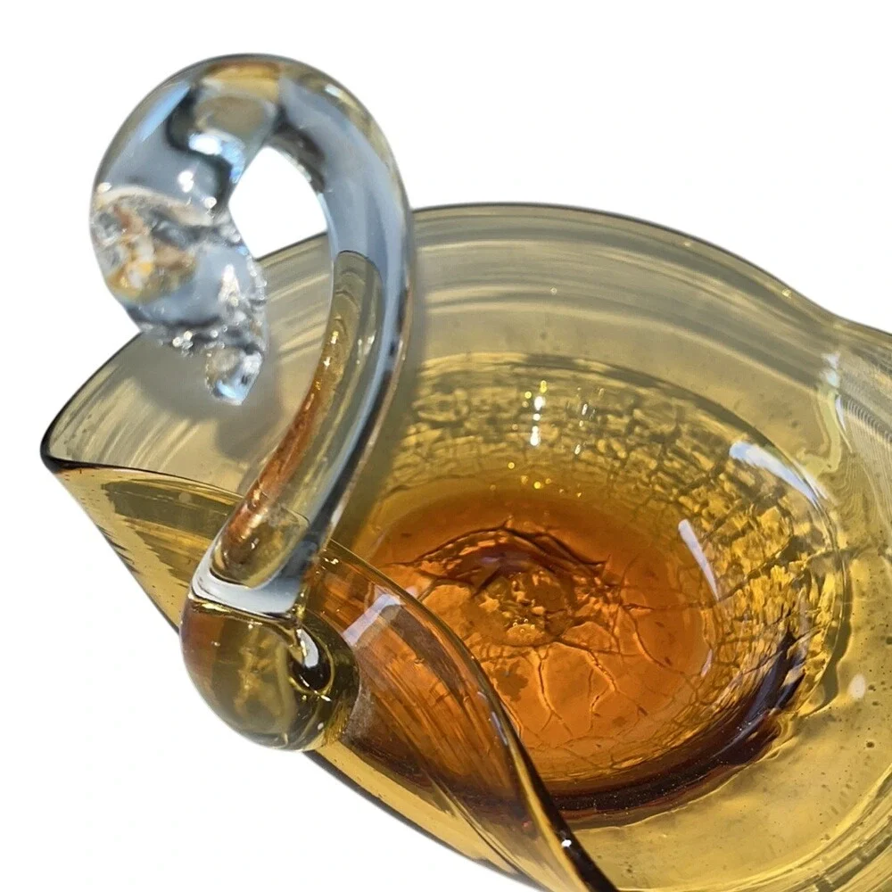 Glass swan‎ trinket dish